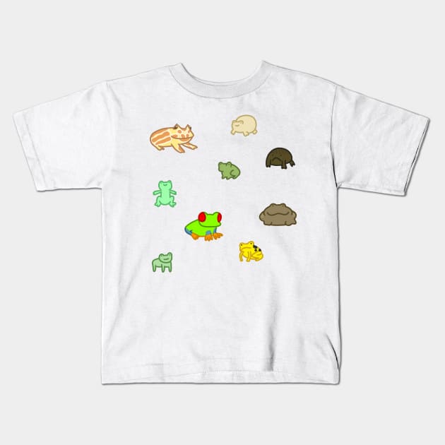 Family Of Frogs Sticker Pack Kids T-Shirt by casserolestan